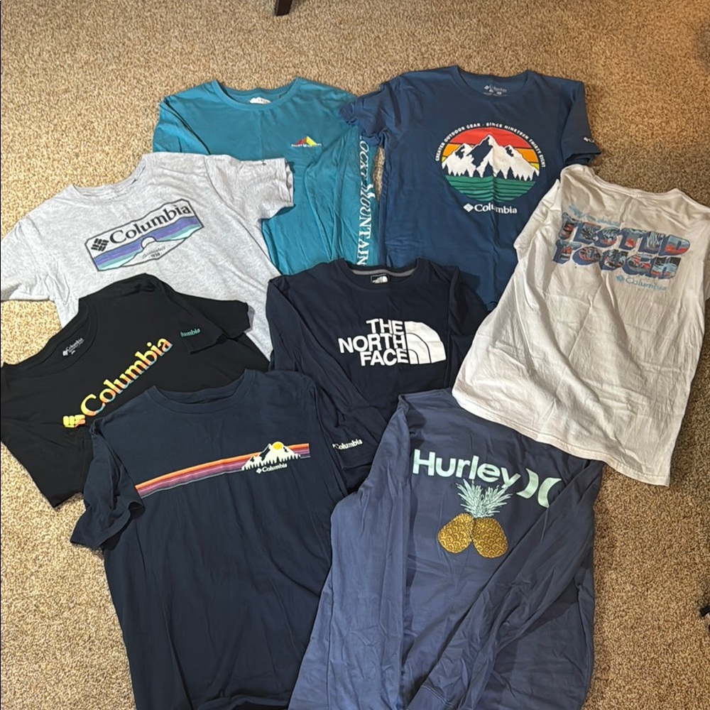 Columbia Men's Tshirts - Gray and Blue Graphic